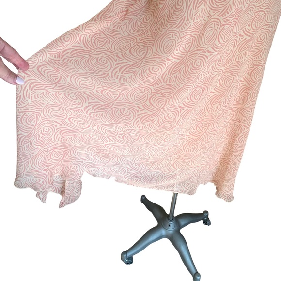 90s BCBG Silk Chiffon Pink Print Dress 20s Style Delicate Girly - Picture 4 of 15